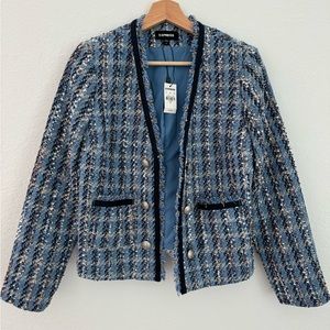 Express Plaid Boucle Eyelash Tweed Jacket